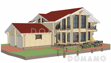 Проект дома из клееного бруса с гаражом на 2 машины Проект дома из клееного бруса с гаражом на 2 машины