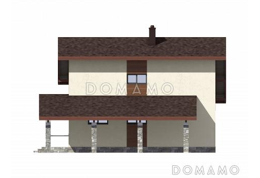 Проект дома из газобетона с большим навесом для авто / Фасад 4