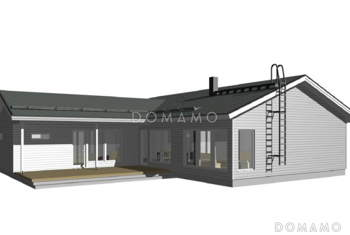Проект каркасного дома с комнатой отдыха в зоне сауны Проект каркасного дома с комнатой отдыха в зоне сауны