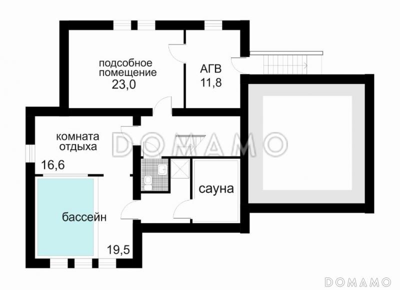 Дом с остроконечной кровлей / План цокольного этажа
