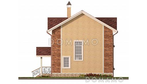 Проект небольшого двухэтажного кирпичного коттеджа с террасой при кухне / Фасад 2