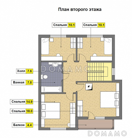 Проект дома из пеноблоков 9 на 10 / План мансардного этажа Проект дома из пеноблоков 9 на 10 / План мансардного этажа
