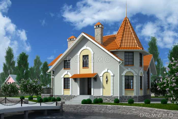 Проект дома из газобетона с башней Проект дома из газобетона с башней