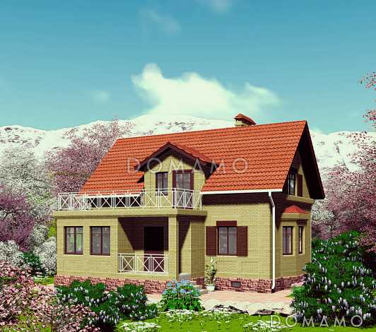 Проект одноэтажного дома с мансардным и цокольным этажами, с эркером Проект одноэтажного дома с мансардным и цокольным этажами, с эркером