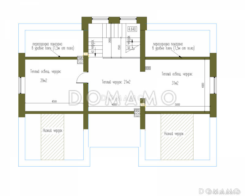 Проект особняка в стиле Тюдор по технологии ЛСТК / План мансардного этажа