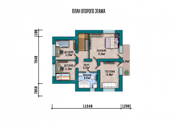 Проект одноэтажного дома с мансардой и гаражом в современном стиле / План мансардного этажа Проект одноэтажного дома с мансардой и гаражом в современном стиле / План мансардного этажа