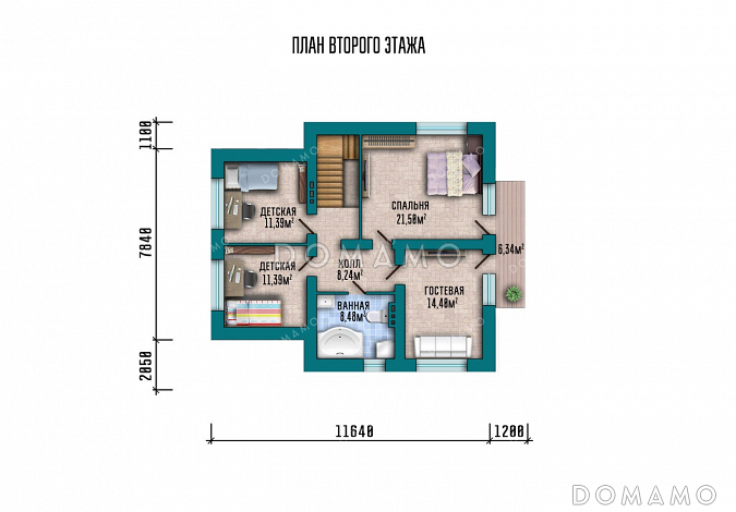 Проект одноэтажного дома с мансардой и гаражом в современном стиле / План мансардного этажа Проект одноэтажного дома с мансардой и гаражом в современном стиле / План мансардного этажа