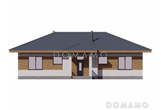 Проект одноэтажного дома из поризованного камня с мастер-спальней, кладовой и кабинетом / Фасад 1