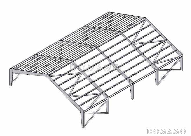 Типовой проект ангара, склада 14х30,8 из клееного бруса