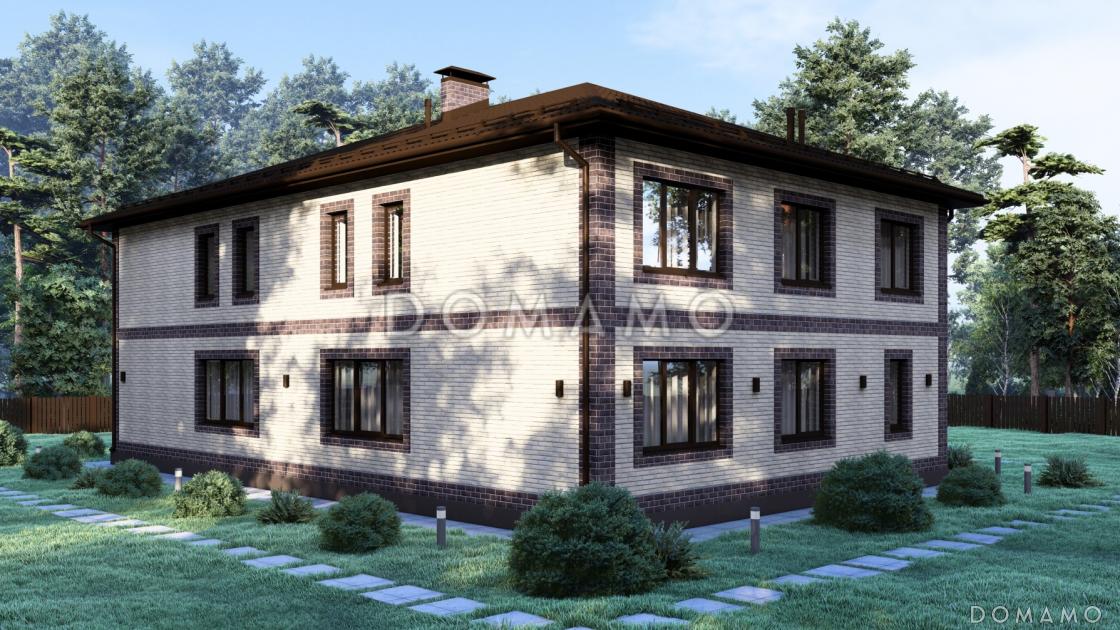 Проект эргономичного дуплекса с 8 спальнями на две семьи S-318 / 2