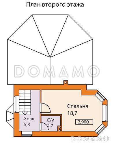 Проект небольшого дома с печным отоплением / План 2 этажа