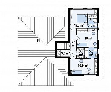 Проект комфортного одноэтажного дома из кирпича с подземным гаражом и бильярдной на цокольном этаже / План 2 этажа