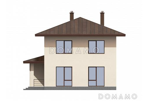 Проект загородного дома с гаражом, четырьмя спальнями, ванной с окном / Фасад 4