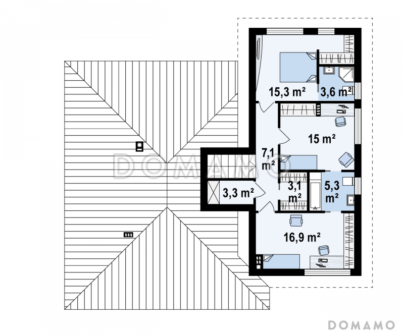 Проект комфортного одноэтажного дома из кирпича с подземным гаражом и бильярдной на цокольном этаже / План 2 этажа