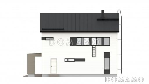 Проект современного двухэтажного каркасного дома с двускатной крышей / Фасад 1