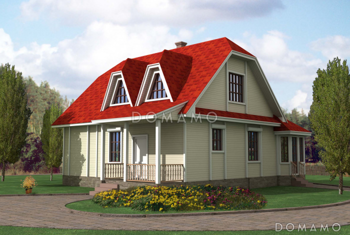 Проект коттеджа из бруса с верандой Проект коттеджа из бруса с верандой