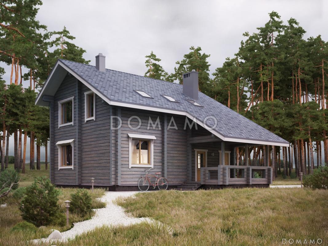 Проект двухэтажного дома из бруса в скандинавском стиле с котельной / 1