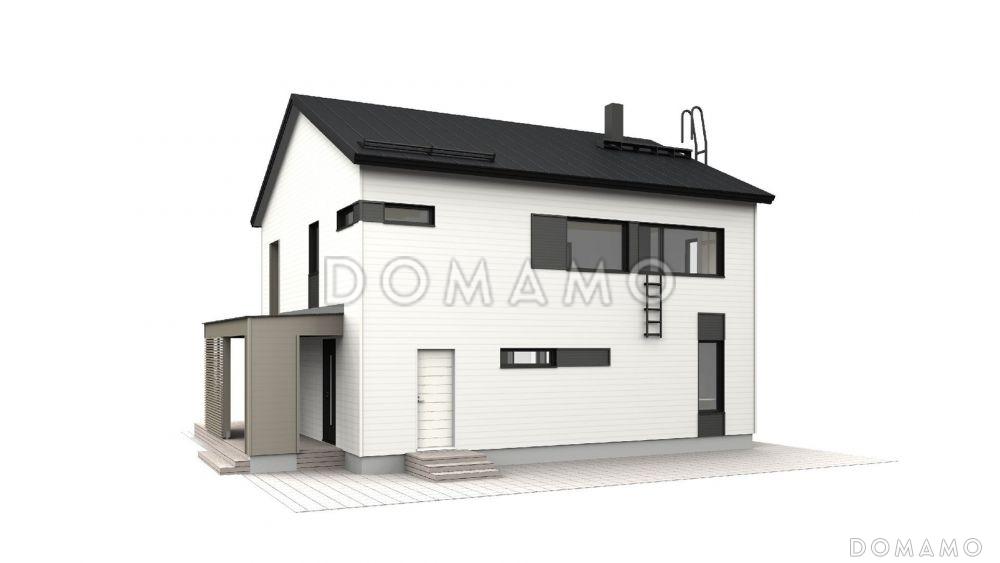 Проект современного двухэтажного каркасного дома с двускатной крышей / 3