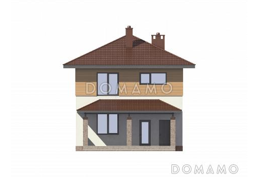 Проект двухэтажного дома из газобетона до 150 кв.м / Фасад 1