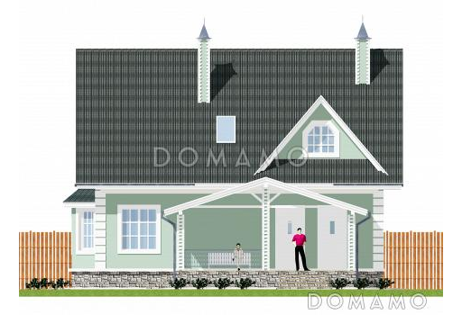 Проект компактного коттеджа с штукатуркой. / Фасад 1