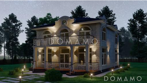 Проект красивого двухэтажного дома с большими балконами S-240 / Фасад 1