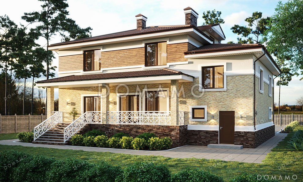 Проект дома с террасой, балконом и гаражом / 3