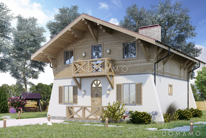 Проект коттеджа в стиле шале с 4 спальнями и нестандартными фасадами Проект коттеджа в стиле шале с 4 спальнями и нестандартными фасадами