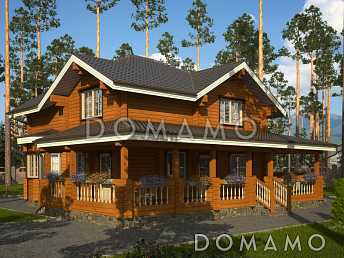 Проект дома из клееного бруса с эркером в гостиной