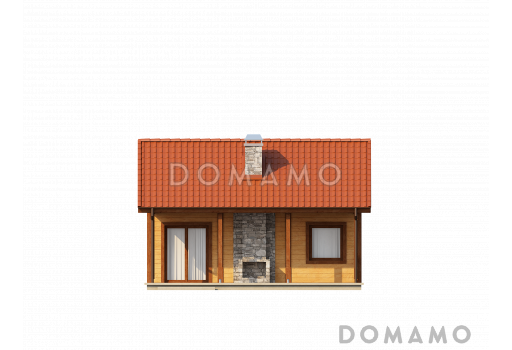 Проект маленького уютного одноэтажного дома из газобетона для круглогодичного проживания / Фасад 2