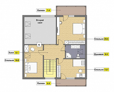 Проект дома из газобетона с угловой террасой / План 1 этажа
