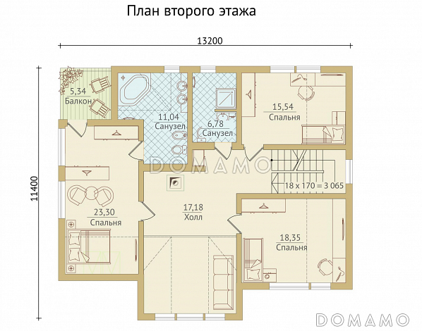Проект каркасного дома с мансардными окнами и вторым светом / План мансардного этажа