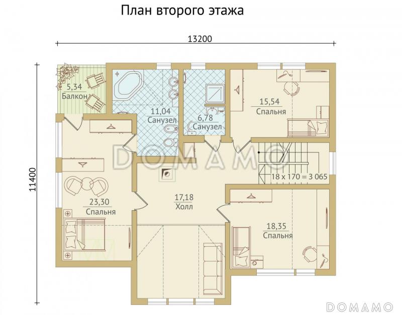 Проект каркасного дома с мансардными окнами и вторым светом / План мансардного этажа Проект каркасного дома с мансардными окнами и вторым светом / План мансардного этажа