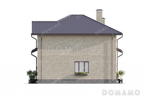 Проект современного двухэтажного дома с просторным гаражом, балконом, совмещенной кухней-гостиной и большим зимним садом на втором этаже / Фасад 1