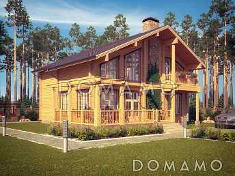 Проект деревянного дома с спальной комнатой на первом этаже