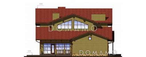 Проект большого двухэтажного коттеджа с зоной отдыха и бассейном на цокольном этаже / Фасад 3