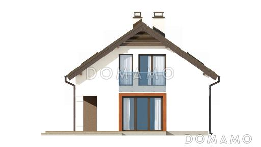 Проект одноэтажного мансардного дома из кирпича с просторной светлой гостиной / Фасад 4