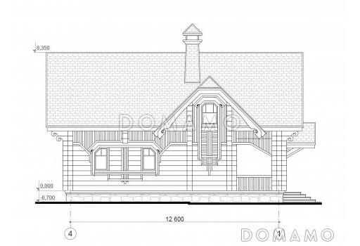 Проект бани со свайным фундаментом / Фасад 3