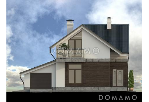 Проект современного дома с гаражом,  кладовой, террасой, балконами / Фасад 3