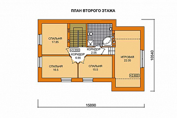 Проект дома из пеноблоков с террасой имеющей прозрачный навес / План мансардного этажа Проект дома из пеноблоков с террасой имеющей прозрачный навес / План мансардного этажа