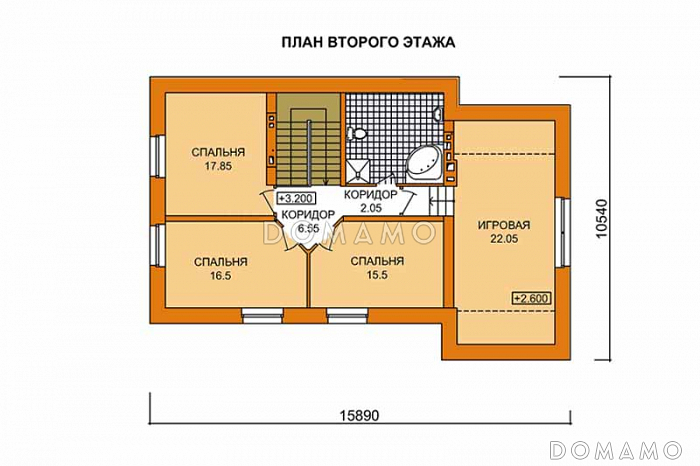 Проект дома из пеноблоков с террасой имеющей прозрачный навес / План мансардного этажа Проект дома из пеноблоков с террасой имеющей прозрачный навес / План мансардного этажа