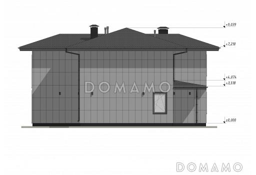 Проект стильного двухэтажного коттеджа со вторым светом в стиле Райт S-228-2 / Фасад 3