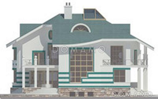 Проект современного дома с мансардным и цокольным этажом / Фасад 2