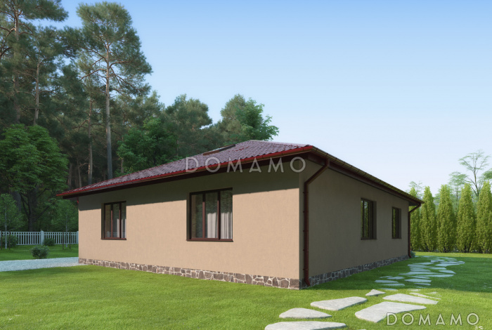 Проект одноэтажного дома с изолированной кухней, кладовой, санузлом с окном