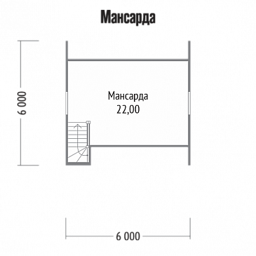 Проект каркасного дома 6х6 / План мансардного этажа Проект каркасного дома 6х6 / План мансардного этажа