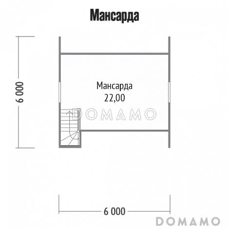 Проект каркасного дома 6х6 / План мансардного этажа Проект каркасного дома 6х6 / План мансардного этажа