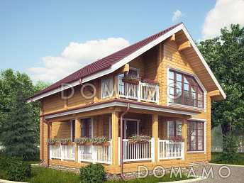 Проект дома из клееного бруса с камином в гостиной