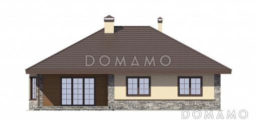 Проект среднего одноэтажного дома из газобетона / Фасад слева