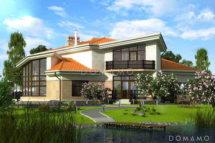 Проект дома из пеноблоков с площадкой для автомобиля