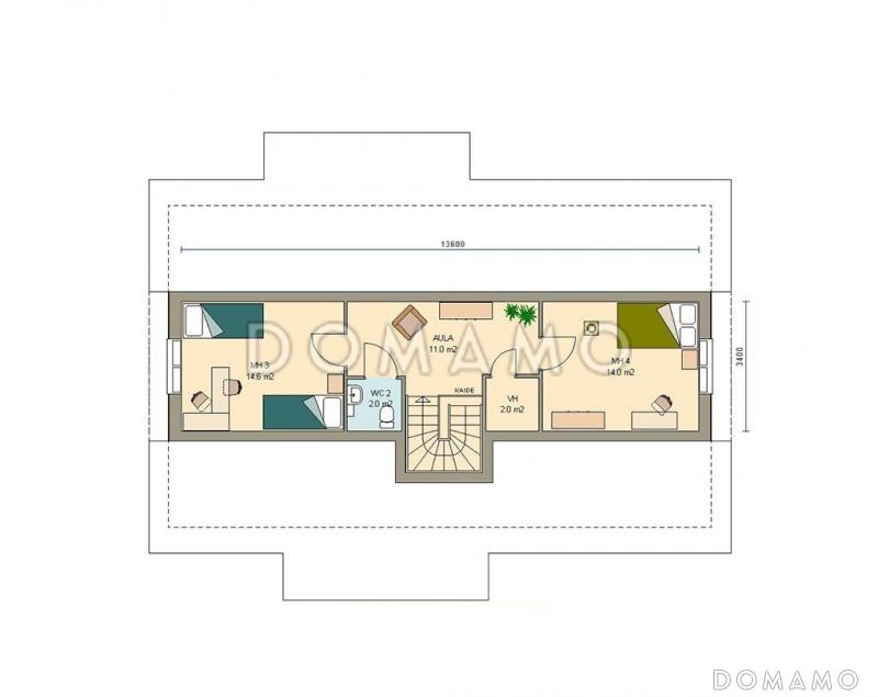 Проект современного двухэтажного дома / План мансардного этажа