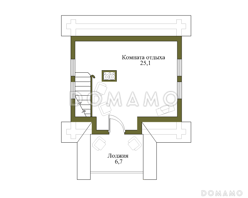 Проект бани с мансардой и подвалом / План мансардного этажа